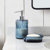 4PCs Teal Blue Glass Bathroom Accessories Set with Decorative Pressed
