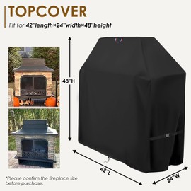 Topcover Outdoor Fireplace Cover, Heavy Duty Waterproof 42inch Tall Patio Wood Burning Fireplaces Cover - 42"L x 24"W x 48"H