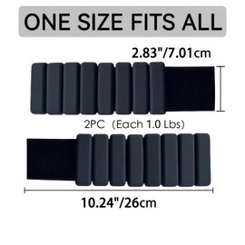 Adjustable Ankle Weights, Wrist & Ankle Weights for Home Gym, Use for Yoga, Dance, Pilates, Aerobics and Walking, pack of 2, 2Lbs, Black