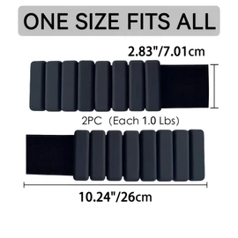 Adjustable Ankle Weights, Wrist & Ankle Weights for Home Gym, Use for Yoga, Dance, Pilates, Aerobics and Walking, pack of 2, 2Lbs, Black