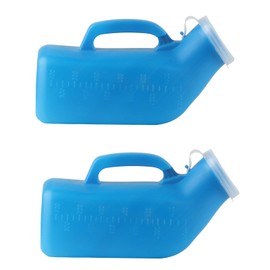 2 Pcs Urine Bottles Male Urinal Bottles for Men, Firm Portable Plastic Male Potty Pee Bottle, Thick Pee Bottle with Lid for Home Hospitals Emergency and Travel, Outdoor, Car, Travel, Camping (Blue)