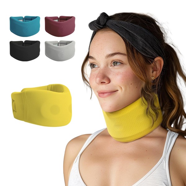 LK Neck Brace for Neck Pain & Support, Adjustable Neck Support, Soft Cervical Collar for Vertebrae Stable, Neck Brace for Sleeping (Yellow)