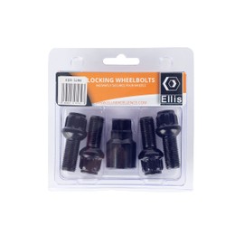 Ellis Excellence Set of 4 M14 x 1.5 Radius Alloy Wheel Locking Bolts - Black (28mm Thread)