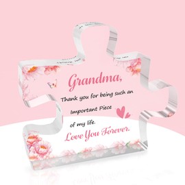 Best Grandma Birthday Gifts Christmas Mothers Day Retirement Thanksgiving Gifts for Grandma from Granddaughter Grandson Grandchildren Nana Present Keepsake Decor Engraved Puzzle Acrylic Block
