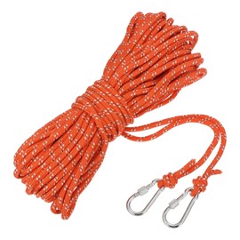 sourcing map 6mm Hollow Braided Polypropylene Anchor Line with Hook, 30m Nylon Floating Rope for Marine Pool Rescue Life Line Boat Anchor Rope, Orange