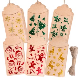 ZALAON Christmas Money Wallets,24 Pieces Xmas Gold Stamping Cash Card With String for Family Friends Kids and Decorations