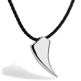 David Galvani Leather Necklace for Men with Wolf Pendant – Gift Idea for Men – Includes Jewellery Box 50 cm, Leather