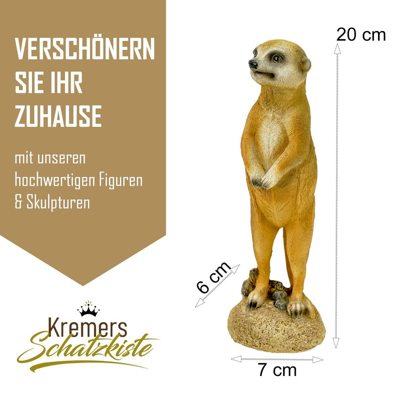 Kremers Schatzkiste Small Meerkat Standing Garden Figurine 20 cm Meercat