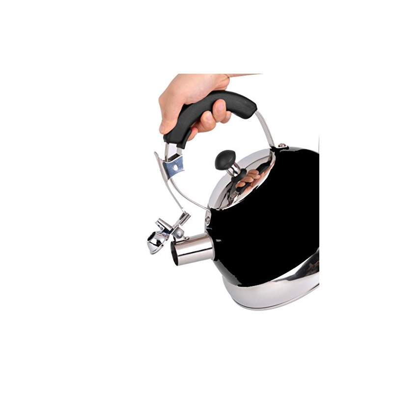 3077-BK Uniware Heavy Duty Stainless Steel Whistling Kettle (Black)
