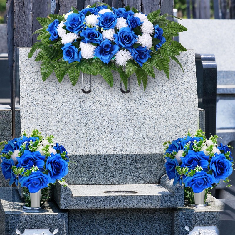 3 Pcs Artificial Cemetery Flowers for Grave Memorial Flowers Funeral