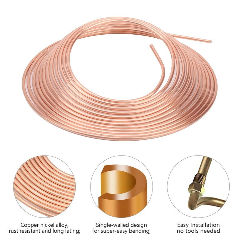 3/16in OD 25ft Copper Nickel Brake Line Tubing Kit Coil