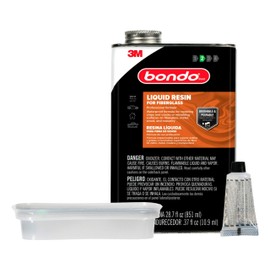 3M Bondo Fiberglass Resin 28.7 US Fl oz Filler with 0.37 Fl oz Hardener, Stage 2, Waterproof Formula for Repairing, Resurfacing, or Rebuilding Metal, Wood, Fiberglass or Masonry Surfaces (00402)