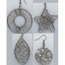 Platinum 4 Pair Gunmetal Plated Steel Wire Wrapped Earrings Base with Fishhook *