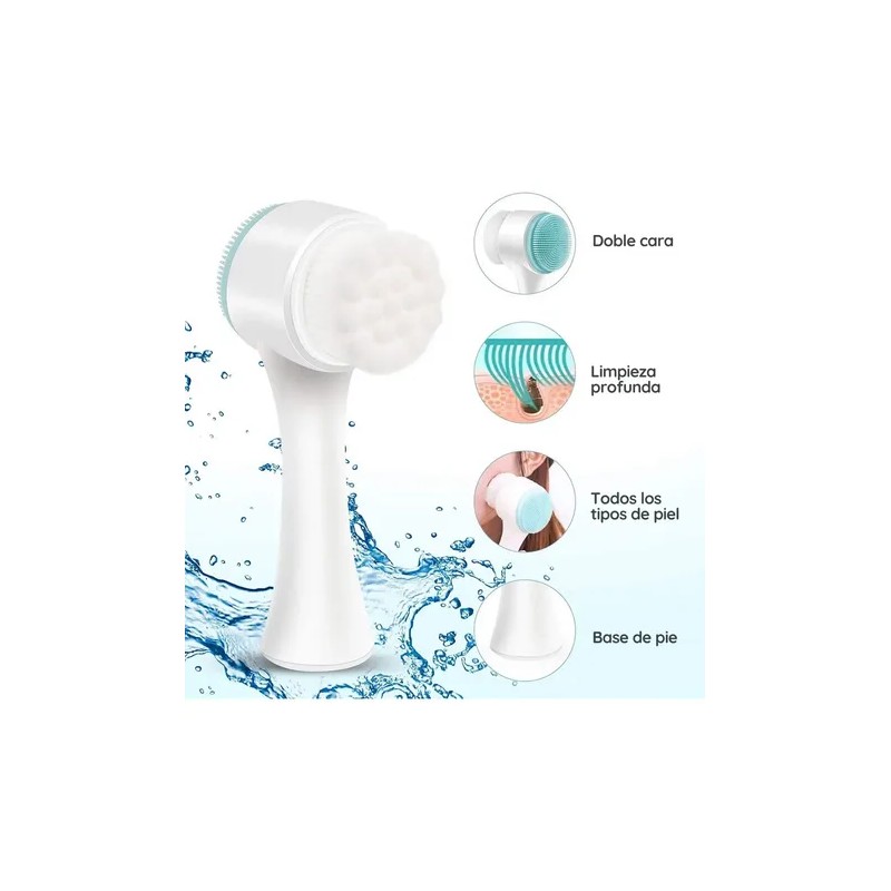 Cepillo Limpieza Facial Doble Cara Manual Exfoliante Skin F
