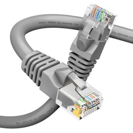 GearIT - Cable de conexión Ethernet Cat 6 (7 pies, gris) para TV, módem, juegos de PC, 10 Gbps, conectores chapados en oro, sin enganches, Cat6, RJ45, cable de Internet, 7 pies