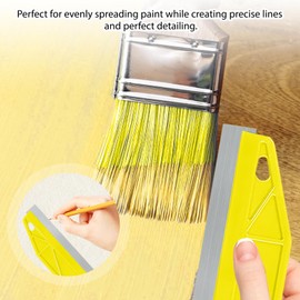 Stainless Steel 12-Inch Paint Cutting in Tools for Painting | 4-Piece Guard Paint Edger Tool | Smearing & Repairing Wallpaper Shield Kit (Yellow)