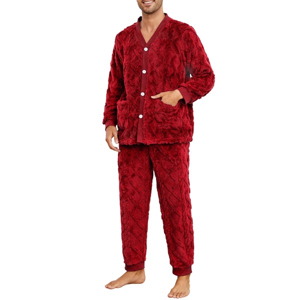 Vulcanodon Mens Plush Warm Pajama Sets Soft Fluffy Long Fuzzy