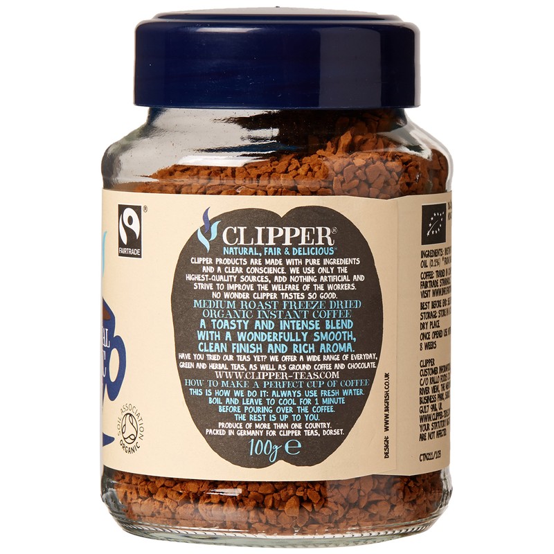 Clipper Fairtrade Medium Roast Organic Arabica Coffee 100 g (Pack
