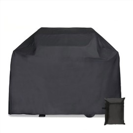 HJTPOWER Grill Cover 67" Heavy-Duty Waterproof Grill Cover for Outdoor Gas BBQ Rip, Wind, UV, Dust &Fade Resistant Barbecue Cover with Hook-and-Loop Straps for Most Grills,Black