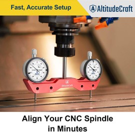 AltitudeCraft Precise Mill and Lathe Tramming System, Machine Calibration for CNC Router and Mini Mill, 0.001” Dual Dial Indicators, 1/4" Shank