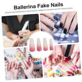 FRCOLOR 24pcs Press Fake Nails Gradient Color Ballerina Style Full Cove Long Wearable Gel Nails for Women Durable and Safe Material Gradient