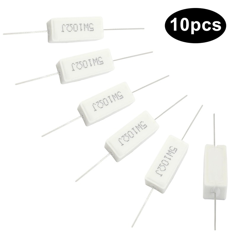 Waziaqoc 10PCS 5W 10 Ohm Ceramic Resistor Set, PCB Mount,