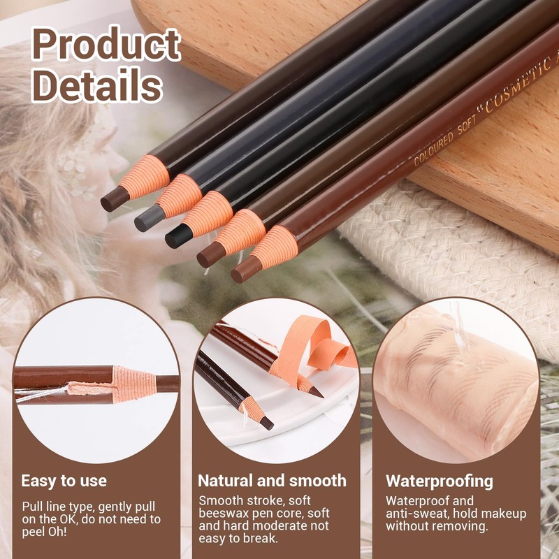 Eyebrow Pencil Set, 5 Pieces Eyebrow Pencils Eyebrow Pencil Waterproof