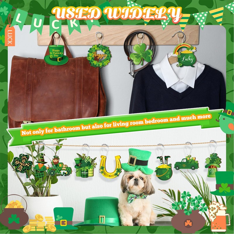 Barydat Set of 24 St. Patrick's Day Wood Shower Curtain