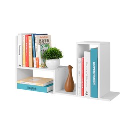 NOKAMW Desktop Shelf Organizer,Adjustable Stackable Office Storage Rack,Wood Display Shelf,White Small Bookshelf for Desktop,Tabletop Desk Shelf,Multipurpose Shelves for Office, Dormitory,Home Decor.