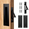 Lpraer 150mm Matte Black Pocket Door Hardware Set, 2 Recessed