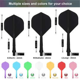 CyeeLife 6pcs Molded Dart Flights and Shafts,one Piece Integrated Accessory CF02A Black-L