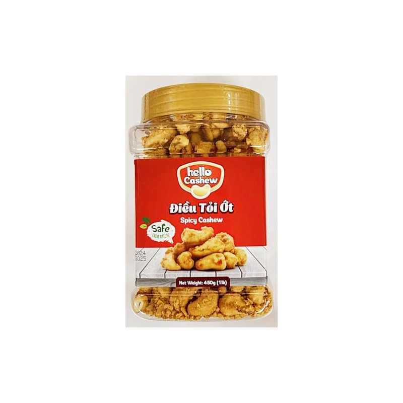 Spicy Cashews, Natural Snack, 1 lb (450g) Jar