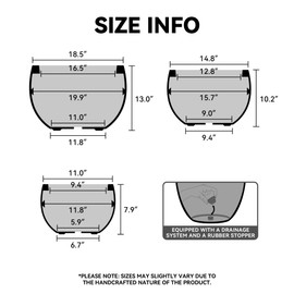 Kante 15.7-Inch Dia Round Concrete Planter, Bowl-Style Flower Pot with Drainage Hole for Patio, Garden and Home - Ideal for Flower and Trees (13" Opening), Weathered Concrete