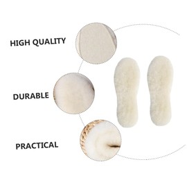 Minkissy Warm Wool Insoles for Winter Thickened Sheepskin Inserts Durable Comfortable Foot Support for Men Women for Casual Shoes Boots