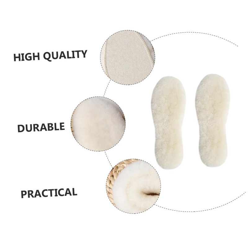 Minkissy Warm Wool Insoles for Winter Thickened Sheepskin Inserts Durable