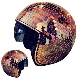 YIZUPTC Disco Ball Helmet Party Decoration Glitter Glass Cap With Retractable Visor Cowboy Hat Novelty Favor Supplies Home Art (Pink)