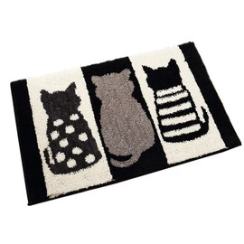 ZebraSmile Cat Bathroom Rug Cute Water Absorb Non Slip Bath Room Rug Soft Microfiber Entryway Doormat for Shower Room Carpet White and Black Bath Mat 17.5 X 25.5 in
