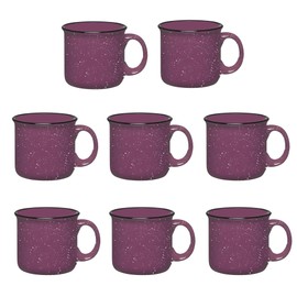 Gifts by Design Set of 8 Ceramic Campfire Mugs – 15 Oz, Purple – Coffee & Tea Cups for Home, Work, Travel, Camping – Customizable, Great for DIY, Events, Companies