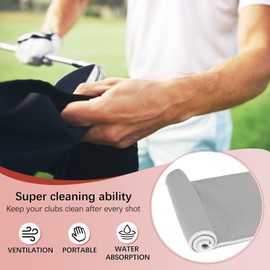 TIXIPEM 24 in x 16 in Golf Towel - Tri-Fold Microfiber Waffle Pattern Golf Towel Portable Strong Water Absorption with Lock Clip Use for Cleaning Ball & Ball Club & Bag - [Light Grey]