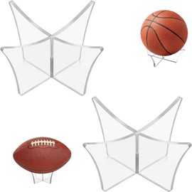 BOBOZHONG Ball Stand Display, Pack of 2 Ball Stands, Transparent Display Holder, Ball Stand, Acrylic Stand, Ball Holder Stand for Souvenirs, Decorations, Various Sports Balls