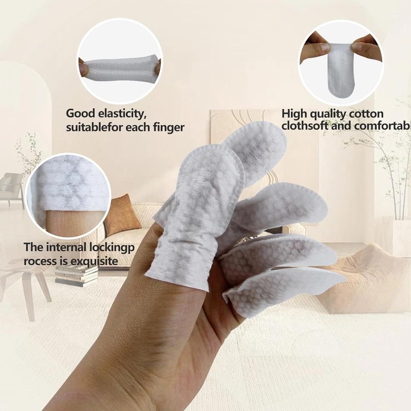 100Pcs White Cotton Finger Cots, Finger Covers Protector for Finger
