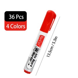 12 PCS Whiteboard Markers Erasable, 4 Colors Dry Erase Markers with Large Capacity Ink, Dry Wipe Pens for White Board, Black Blue Red Green Bullet Tip Low Odour, for Office School Home (36PCS)