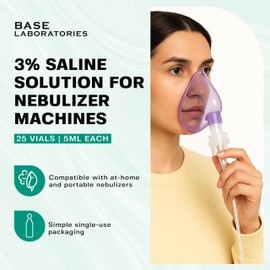 BASE LABORATORIES 3% Saline Solution for Nebulizer Machine | Saline Solution for Inhalation & Nasal Irrigation | High 3% Concentration l (25 x 2) 50 Vials 5ml Unit Dose