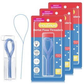 Houselog Dental Floss Threader, Deep Clean Floss for Braces, Bridges, Implants 50 Count (Pack of 3)