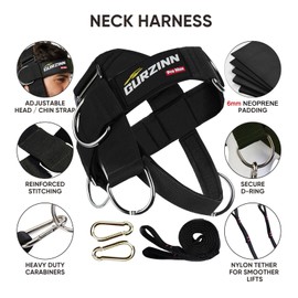 【GurZinn】 Neck Harness Trainer - Adjustable 40" (100cm) Heavy Duty Rope & Neoprene Padding | Improve Neck Strength & Reduce Neck Pain | Gym & Home Use