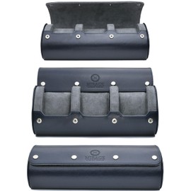 Watch Case Travel Organizer - Watch Roll Case - 3 Watch Case Display Storage - Watches Accessory Gift - Midnight Blue Vegan Leather