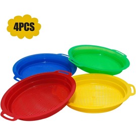 Holady 4 Pack Multicolor Sand Sifter Sieves,Plastic Sand Sifter for Backyard Park Party Favor Sand and Beach(4 Colors)