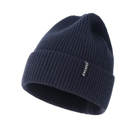 Zylioo Large Knit Hats for Men,Winter Stocking Hats for Big Heads,7 1/2 Cuffed Skull Caps,Large Stretchy Beanie Hat Navy Blue