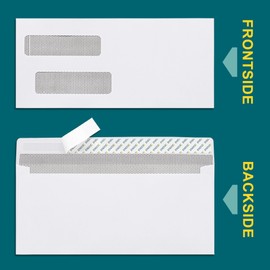 EnDoc 500#8 Double Window Check Envelopes Self Seal, 3 5/8 x 8 5/8" Security Envelopes for QuickBooks Checks, Business Envelopes with Privacy Tinted Pattern, Bright White 24lb Paper