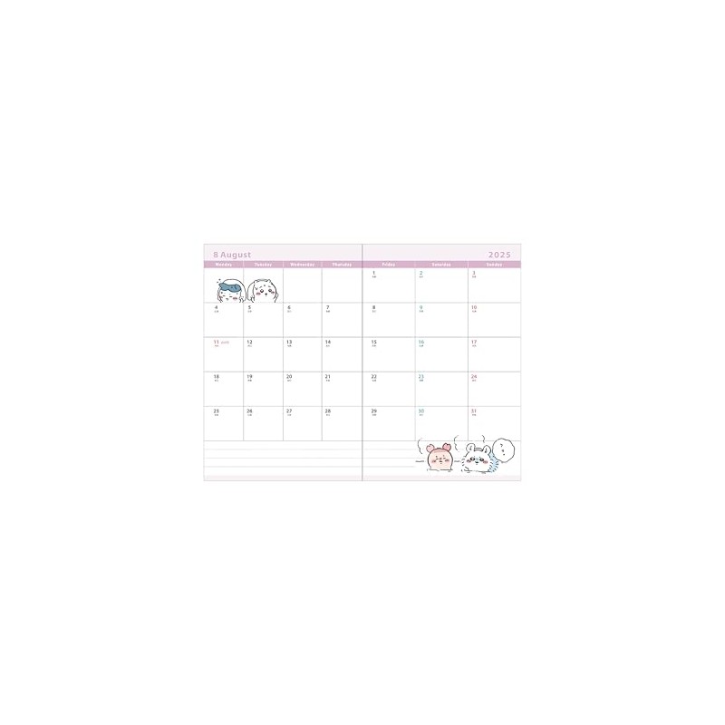 Sunstar Stationery Chiikawa 2025 Notebook, Monthly B7, Everyone, S2958503